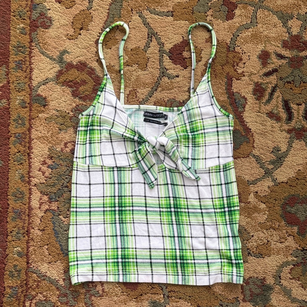 Women’s Urban Outfitters Green Plaid Camisole Top Size Large